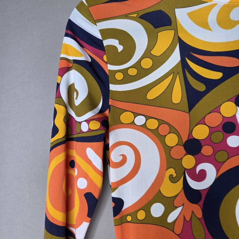 Funkadelic Retro Styled Patterned Long Sleeve Dress - Picture 3 of 9